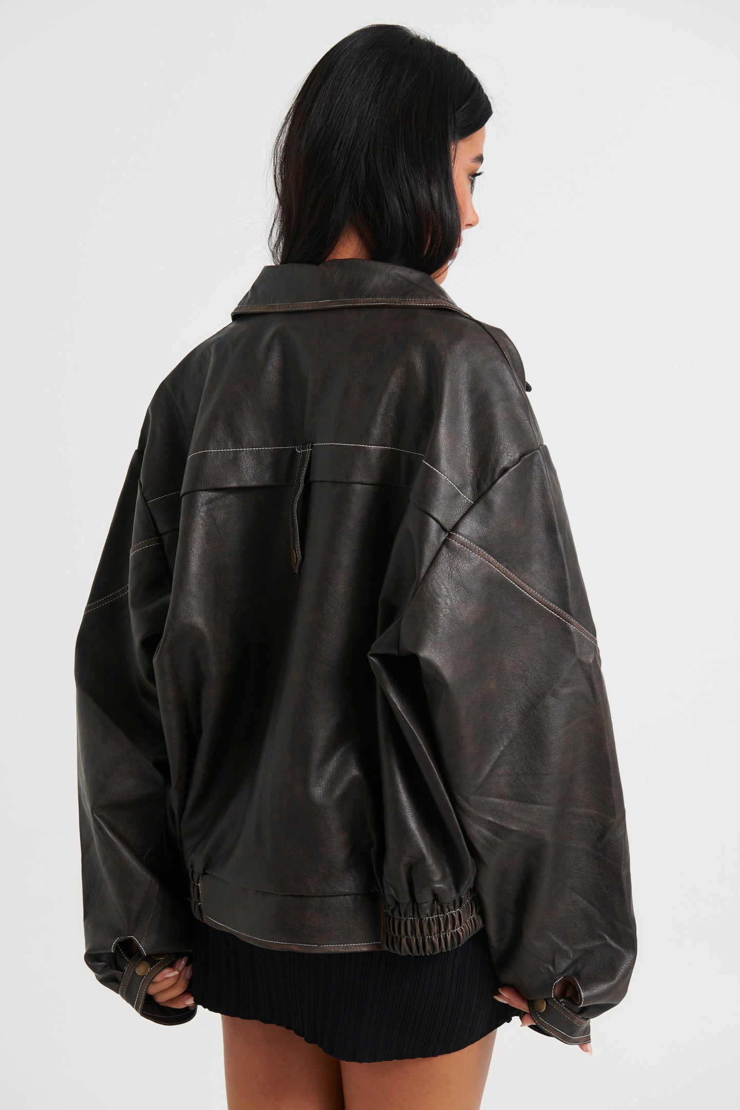Jorja Bomber Jacket Vintage Charcoal Brown