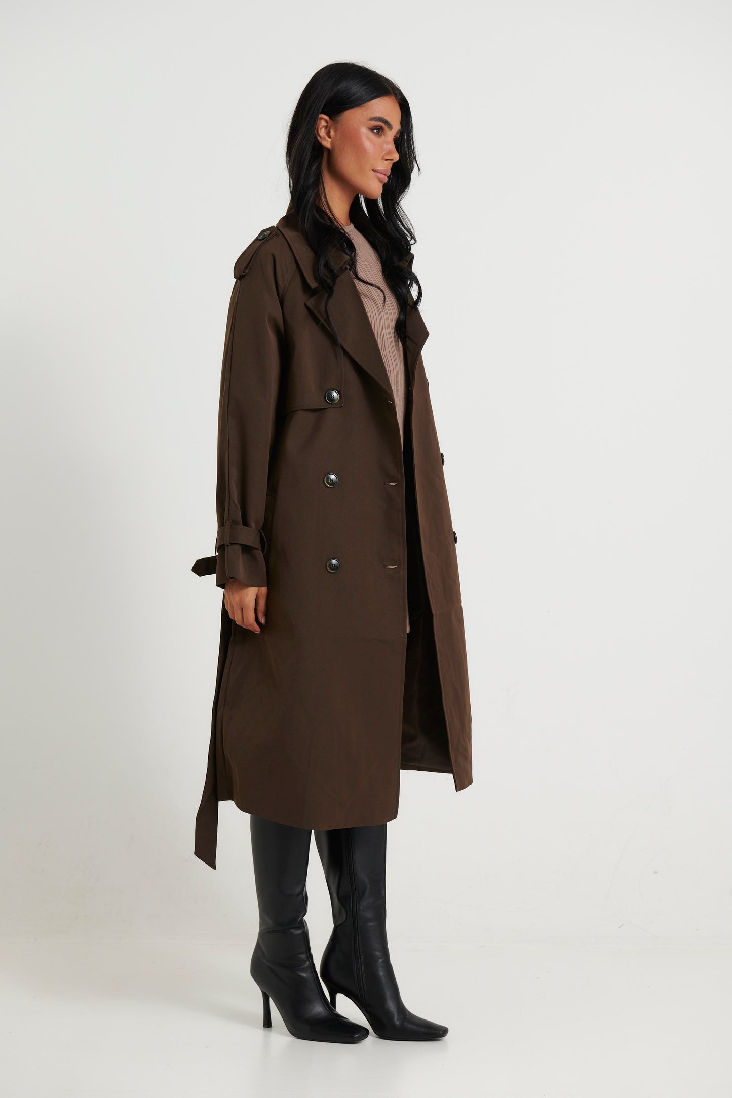 Lia Trench Dark Brown