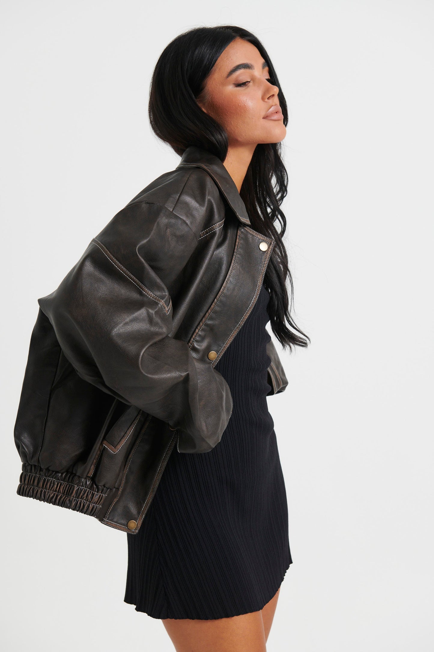 Jorja Bomber Jacket Vintage Charcoal Brown