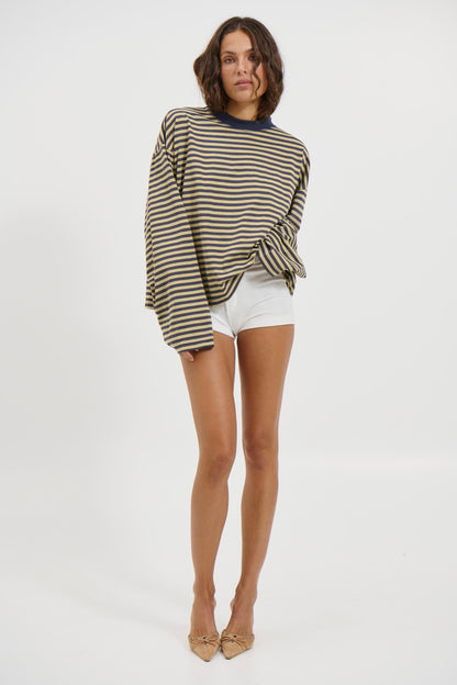 Bloom Long Sleeve Beige Stripe
