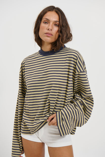 Bloom Long Sleeve Beige Stripe