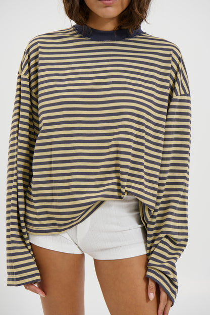 Bloom Long Sleeve Beige Stripe