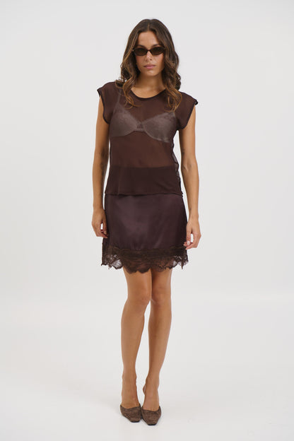 Camille Mini Skirt Chocolate