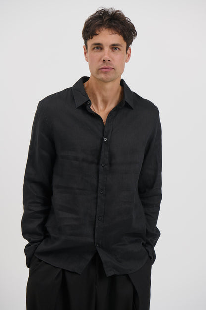 Luca Linen Shirt Black