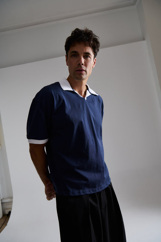 Two Tone Polo Navy