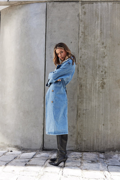 Ashley Trench Coat Blue Denim