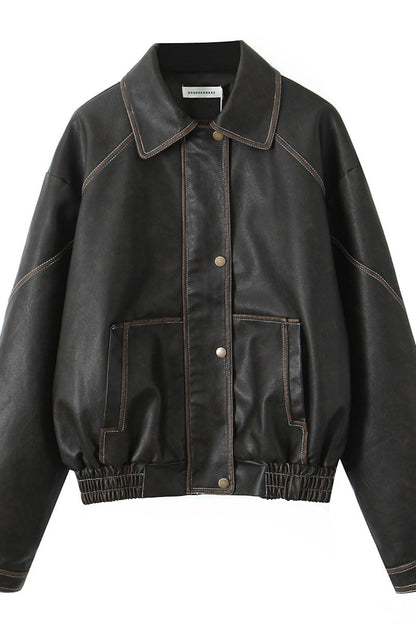 Jorja Bomber Jacket Vintage Charcoal Brown